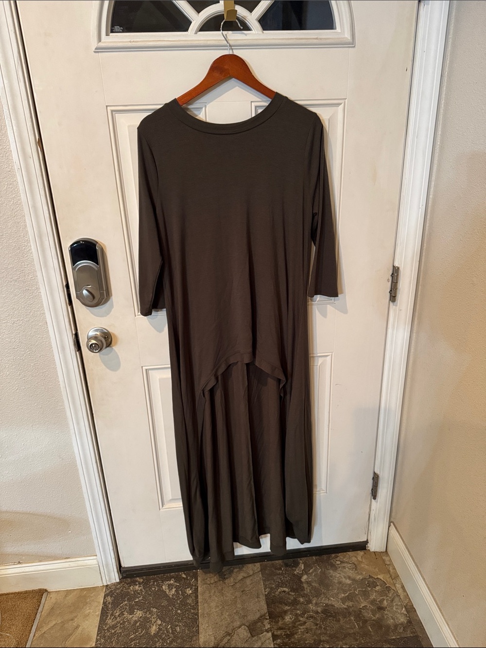 Zenana Outfitters Olive Brown High-Low Maxi Dress
